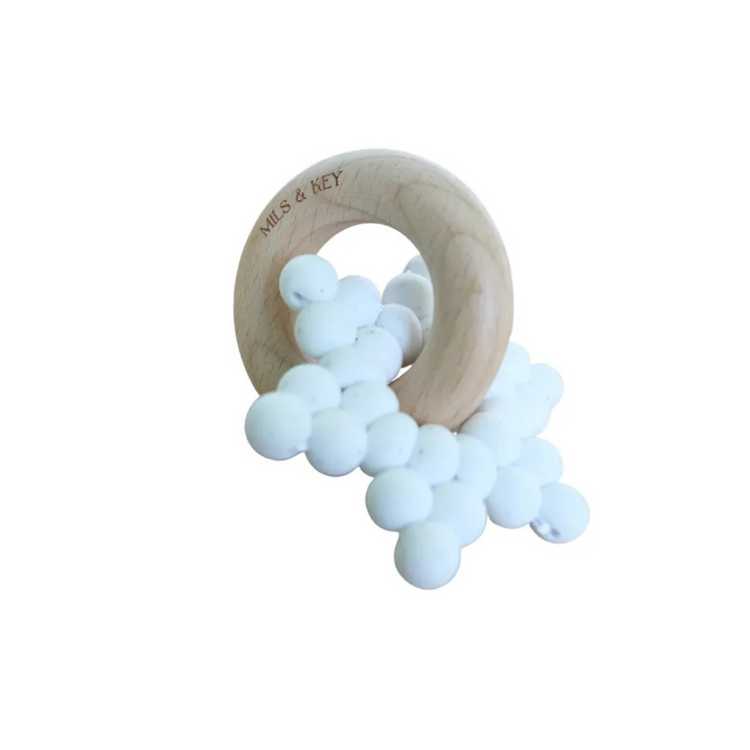 Mils and Key Bree Teether - Speckled White (3m+)