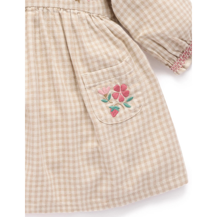 Purebaby Organic Baby Kids Gingham Bunny Dress Barn