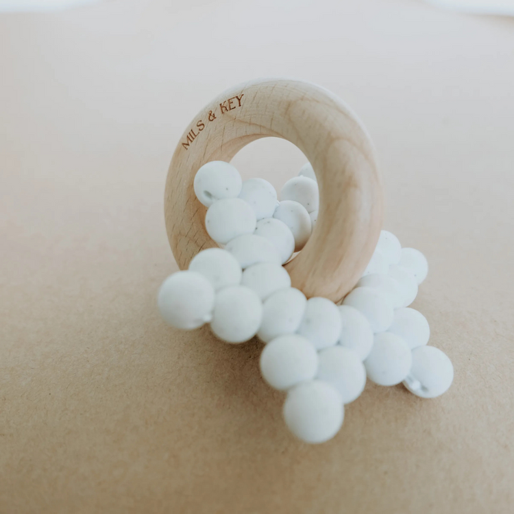 Mils and Key Bree Teether - Speckled White (3m+)