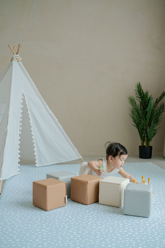GingerBubs Speckled Play Mat Large - Baby Blue (200 x 140 cm)