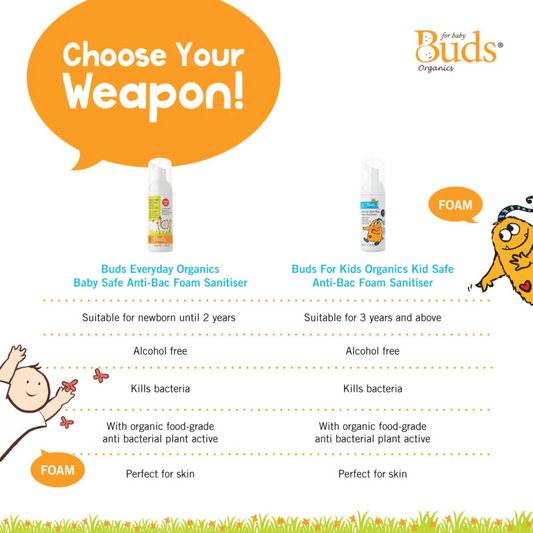 Buds BEO Baby Safe Anti-Bac Foam Sanitiser 50ml