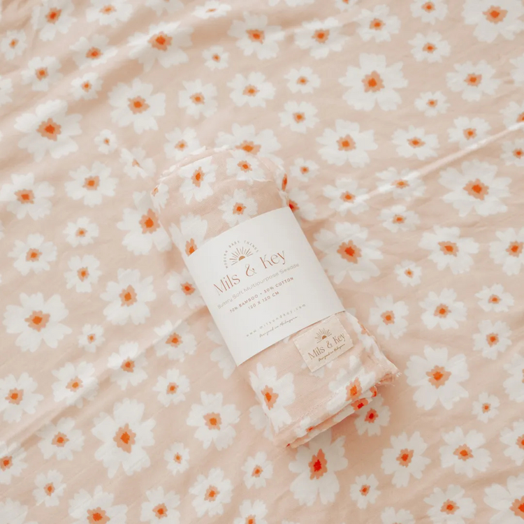 Mils and Key Swaddle - Bamboo + Cotton Swaddle (120cm x 120 cm)