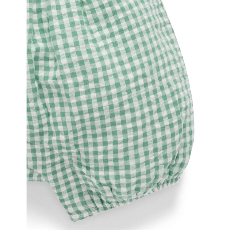 Purebaby Organic Iguana Gingham Frida Gingham Romper