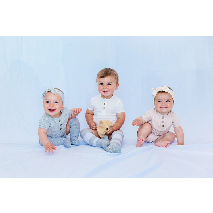 Snuggle Shield® Bamboo Short Sleeve 3 Button Onesie White (0-3M)