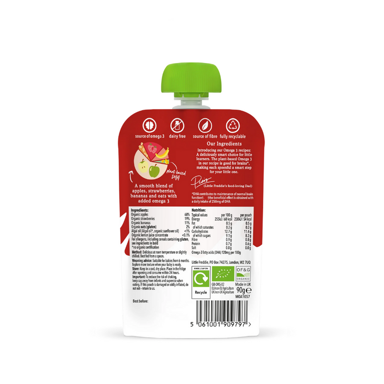 Little Freddie Organic Fruits Pouches (6m+) (90g-100g) - Puree