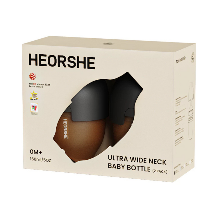 He Or She New Born Set 5oz/160ml Ultra Wide Neck Baby Bottle (2 PACK)