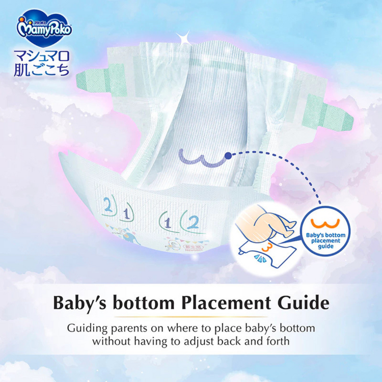 MamyPoko Air Fit Marshmallow Tape Super Premium Baby Diapers - NB90/S84/M64/L54/XL44
