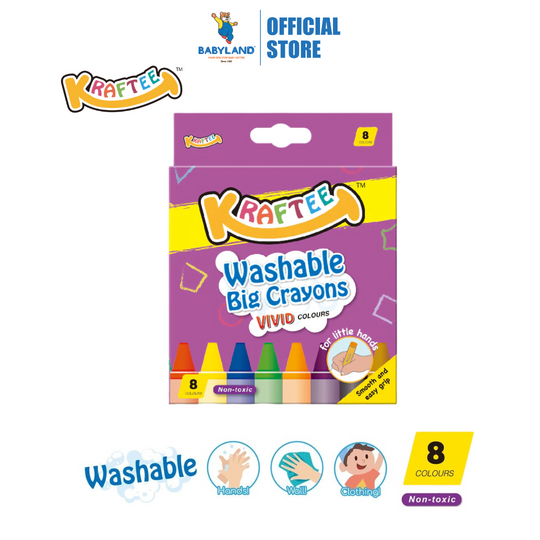 Kraftee 8CT Washable Big Crayons
