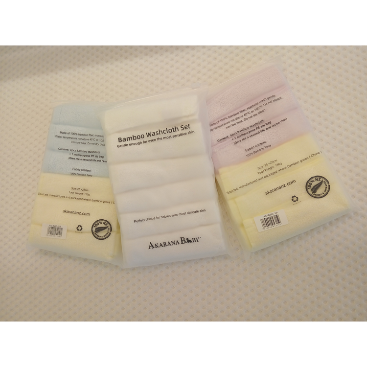 Akarana Organic Bamboo Washcloth Set (6pcs)