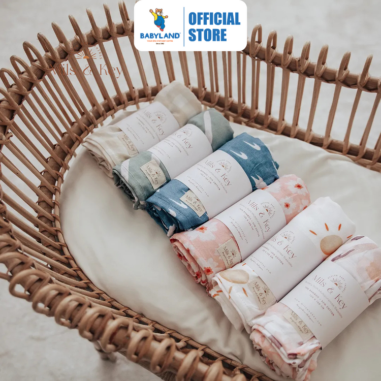 Mils and Key Swaddle - Bamboo + Cotton Swaddle (120cm x 120 cm)