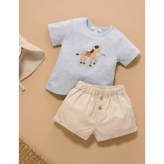 Purebaby Organic Taco Stripe Donkey Tee and Short Set