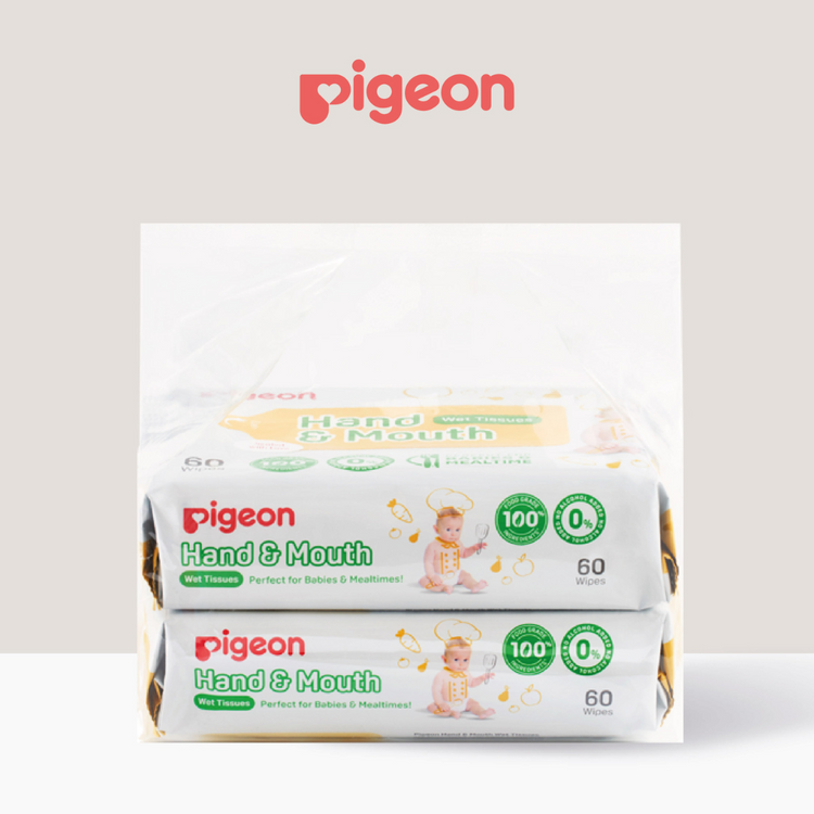 Pigeon Hand & Mouth Wet Tissues Alcohol Free (2 x 60wipes)