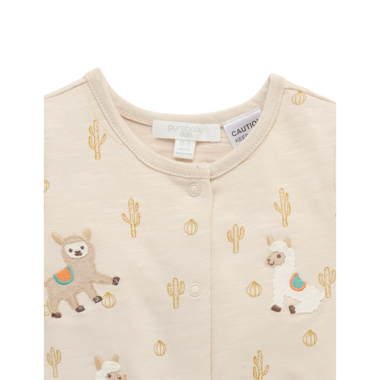 Purebaby Organic Llama Fiesta Short Growsuit - Cacti Print