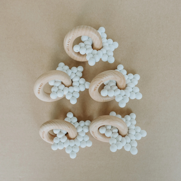 Mils and Key Bree Teether - Speckled White (3m+)
