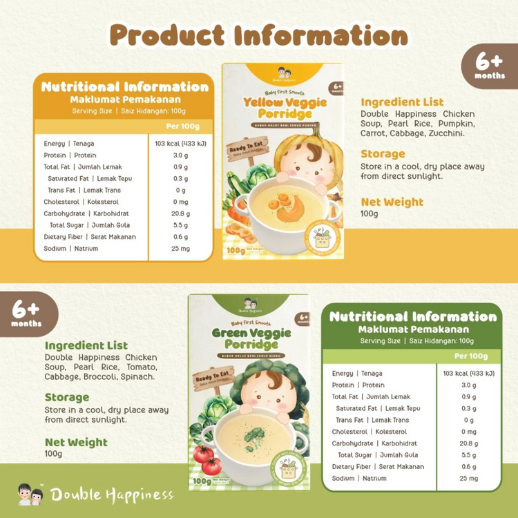 Double Happiness Baby Ready to Eat Porridge | Instant Porridge | Travel friendly food