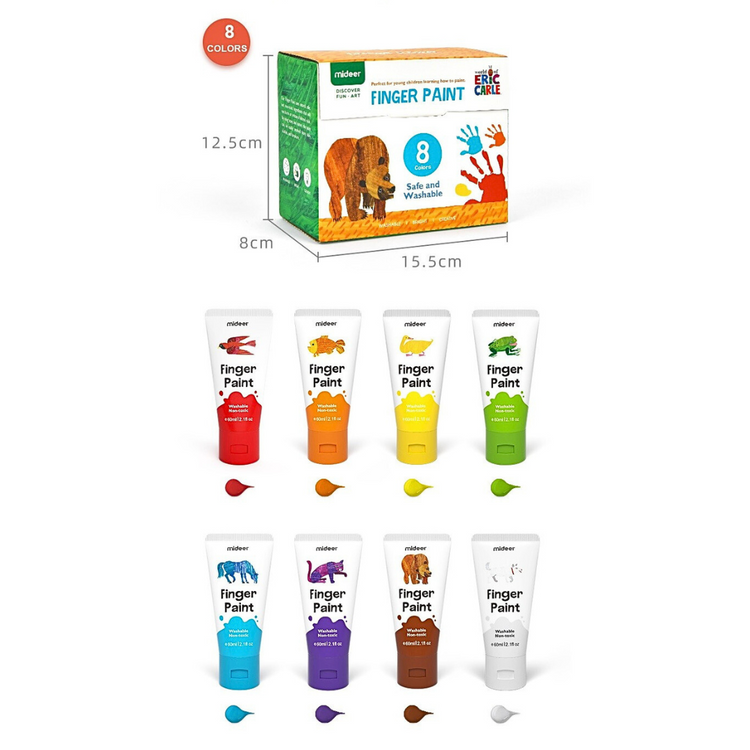 Mideer Non Toxic & Washable Finger Paint (6 / 8 Colour)