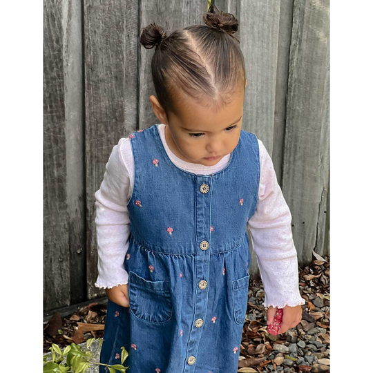 Purebaby Organic Toadstool Broderie Print Embroidered Toadstool Pinnie