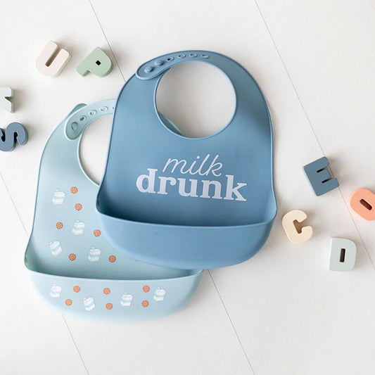 Pearhead Silicone Bib 2 Pcs - Milk Drunk (6m+)