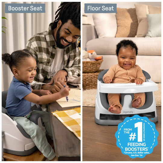 Ingenuity Baby Base 2-in-1 Booster Seat - Slate (6M-3Y)
