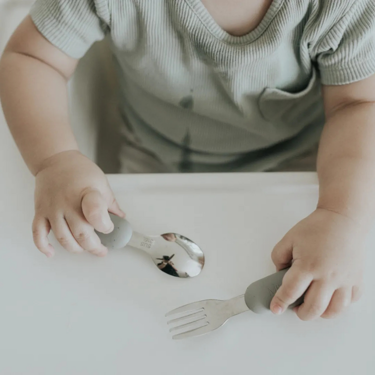 Mils and Key Speckled Stainless Steel Toddler Cutlery