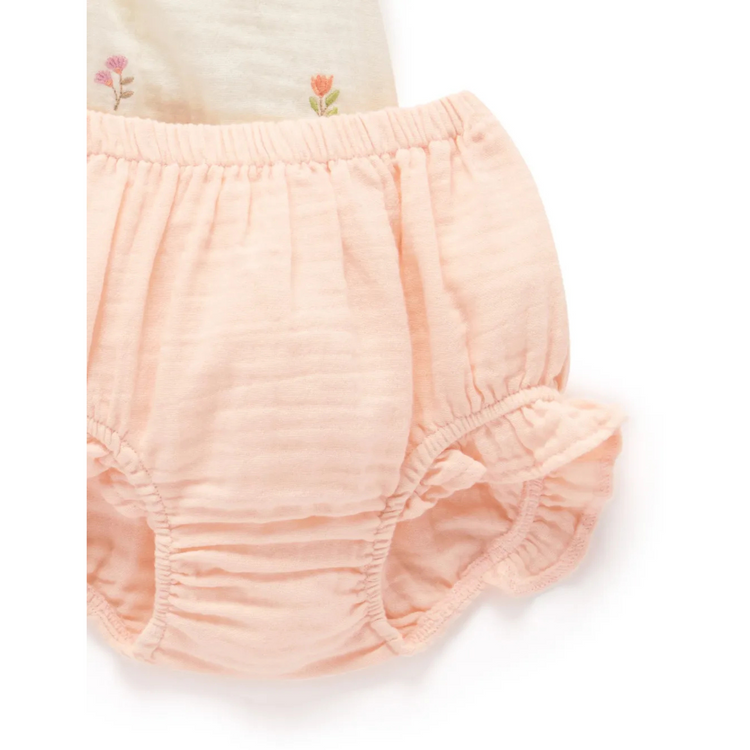 Purebaby Organic Cloud Sprig Broderie Emb Bloomer set 1Y (12-18M)
