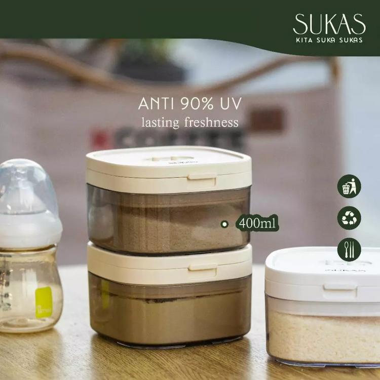 SUKAS Milk Powder Container Flip - Square Scraper & Date (1200ml)ย (800ml)