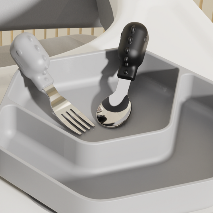 He or She SUS Medical Grade Stainless Steel Baby Spoon & Fork Set