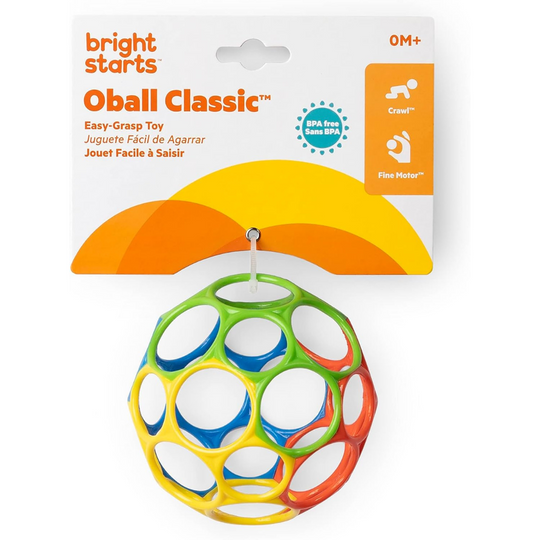 Bright Starts Oball Classic Easy-Grasp Toy (Red,Blue,Green,Yellow) (0m+),Β 4 Inches