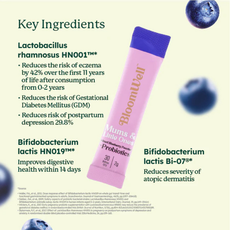 BloomWell Mums & Little Ones Mixed Blueberry Powder + Probiotics