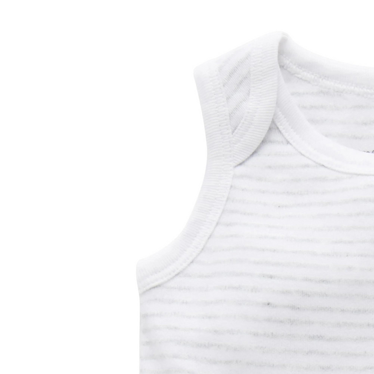 Purebaby 2 Pack Organic Singlet Bodysuit - Pale Grey Melange Print