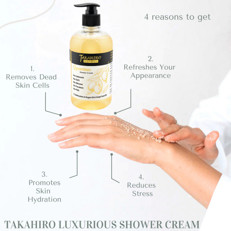 Takahiro Luxurious Shower Cream 500ml - grape seed oil - moisturising