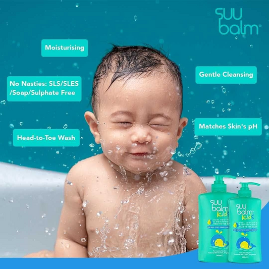 Suu Balm Kids Dual Soothing & Moisturising Head-to-Toe Wash (840ml)
