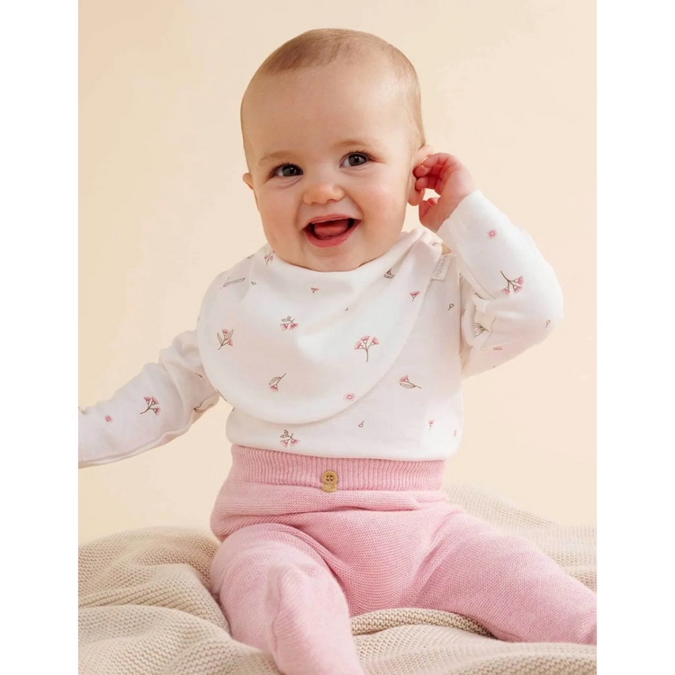 Purebaby Organic 2 pack Essential Dribble Bib - Vanilla Blossoom