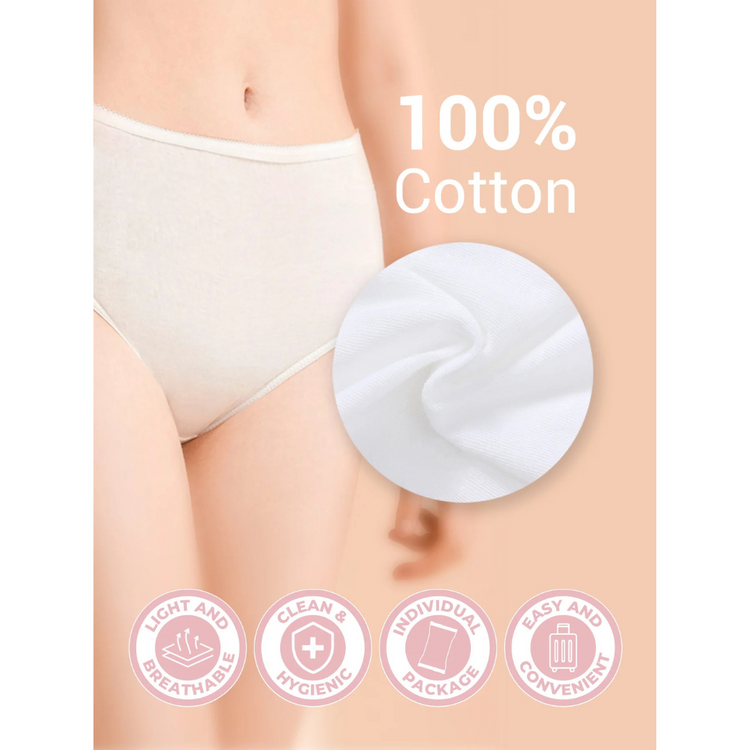 Bmama Full Cotton Disposable Panties 4White 1 Color 3XL Set