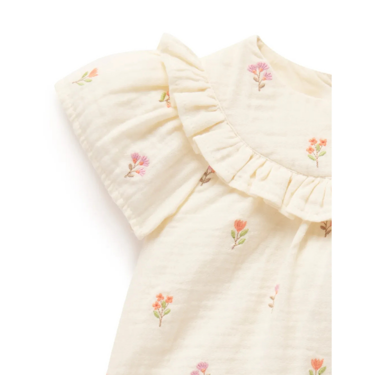 Purebaby Organic Cloud Sprig Broderie Emb Bloomer set 1Y (12-18M)