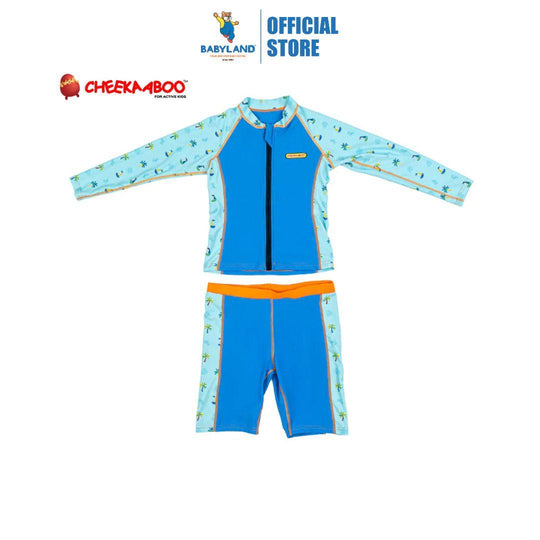 Cheekaaboo AquaLite Swimsuit Nylon 2-Piece UPF50+ Blue Palm Tree