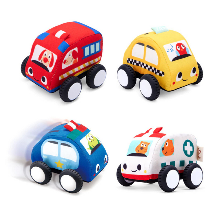 Hape 0076 Pull-Back Plush Car Set (6m+)