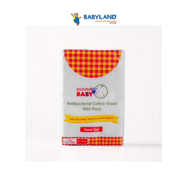 Suzuran Baby Antibacterial Cotton Sheet Mini Pack 15pcs - 9 pkts