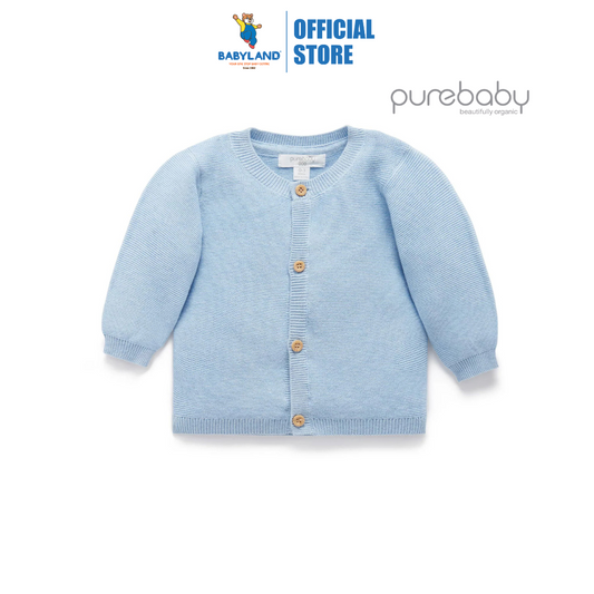 Purebaby Organic Textured Cardigan - Blue Melange