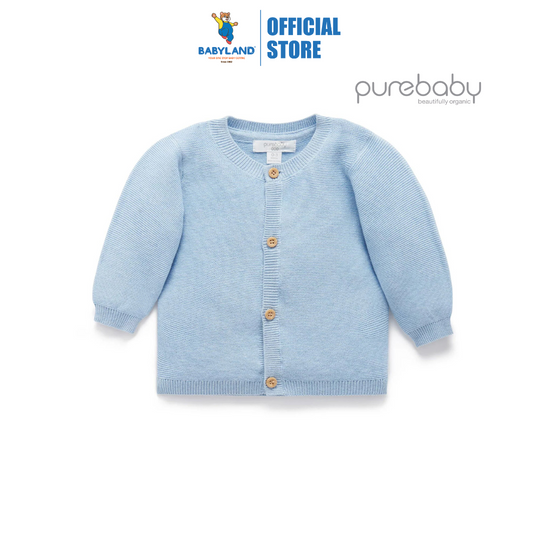 Purebaby Organic Textured Cardigan - Blue Melange