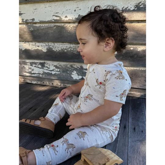 Purebaby Organic Rib Short Sleeve Zip Growsuit - Si Senor