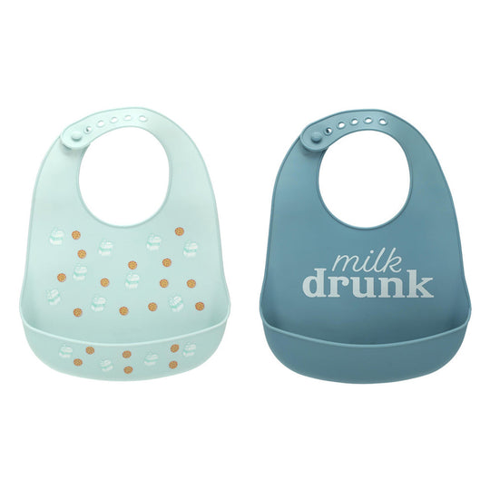 Pearhead Silicone Bib 2 Pcs - Milk Drunk (6m+)