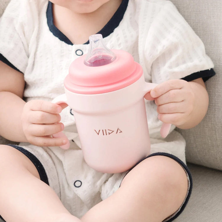 Viida Souffle Antibacterial Stainless Steel Spout Sippy Cup - Taffy Pink
