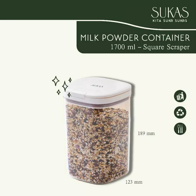 SUKAS Milk Powder Container Flip - Square Scraper (1000ml) (1700ml) (2300ml)
