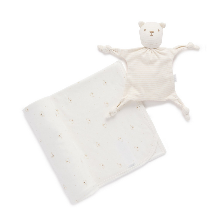 Purebaby Organic Vanilla Bear Bunny Rug & Snookie Pack