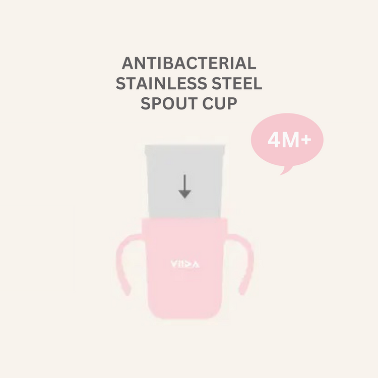 Viida Souffle Antibacterial Stainless Steel Spout Sippy Cup - Taffy Pink