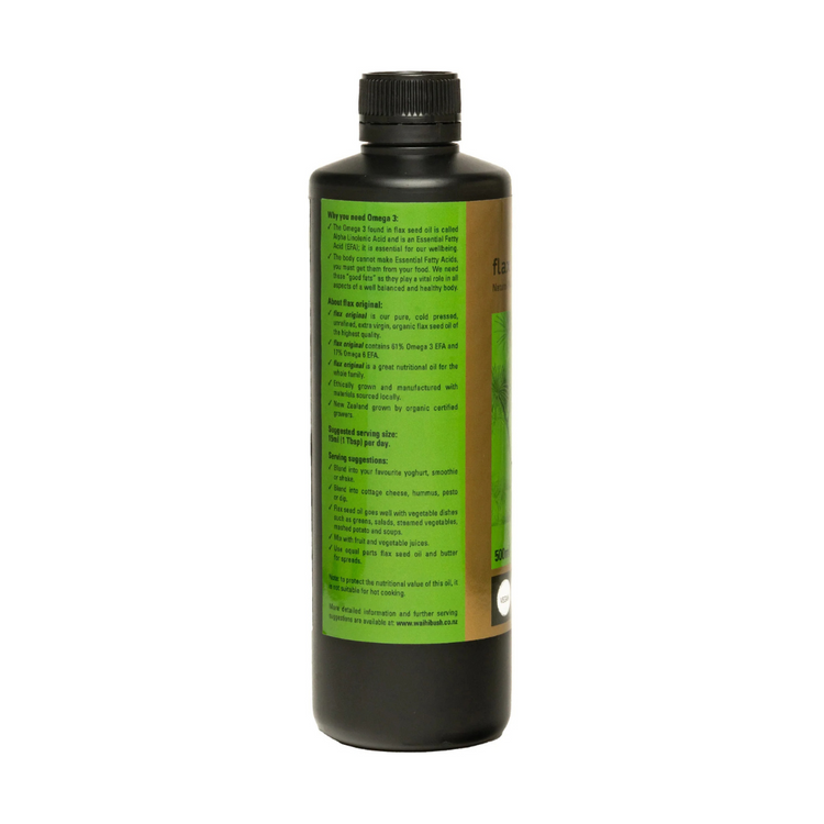 Waihi Bush Flax Original Flaxseed Oil 250ml Org C/P