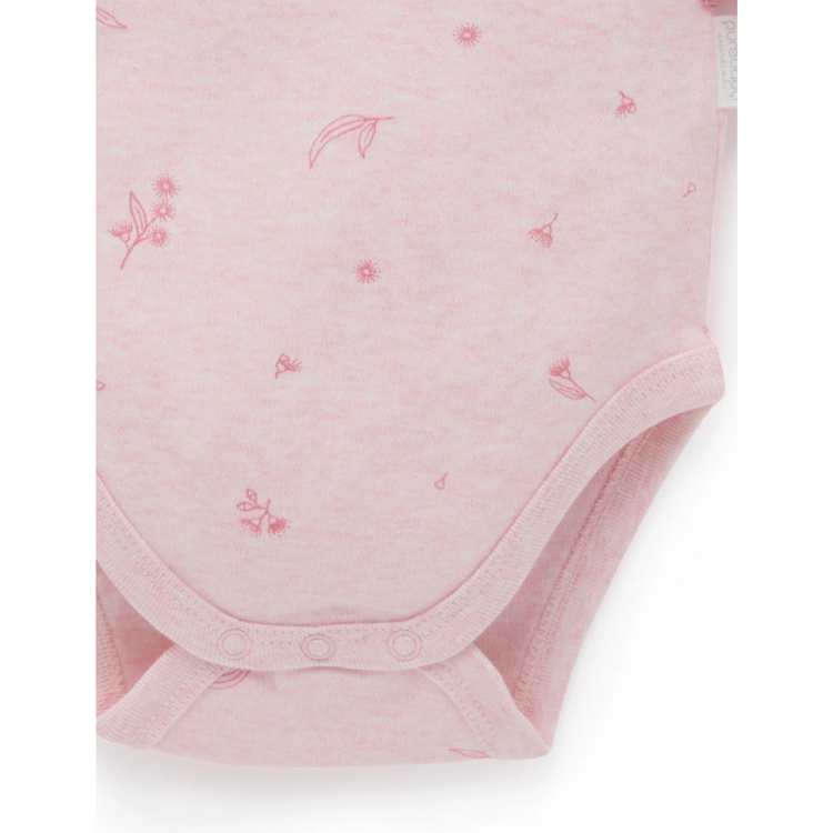 Purebaby 2 Pack Organic Easy Neck Long Sleeve Bodysuit - Pale Pink Blossom