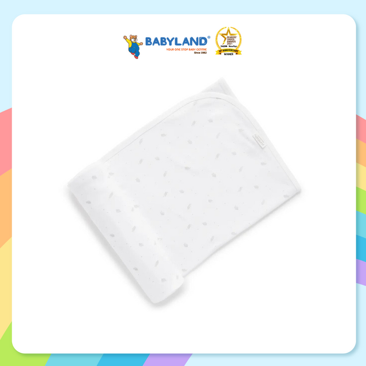 Purebaby Organic Blanket 110cm Bunny Rug - Pale Grey Leaf W/Spots