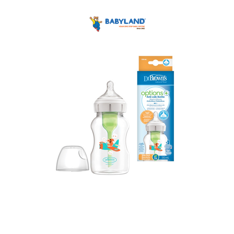 Dr Brown's Options+ PP Wide-Neck Bottle with Level 2 Teat (330mL)(1-Pack)